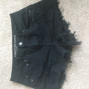 Distressed black American Eagle high rise shorts